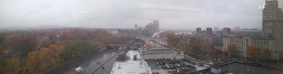Commonwealth Avenue looking west from BU Photonics Center.